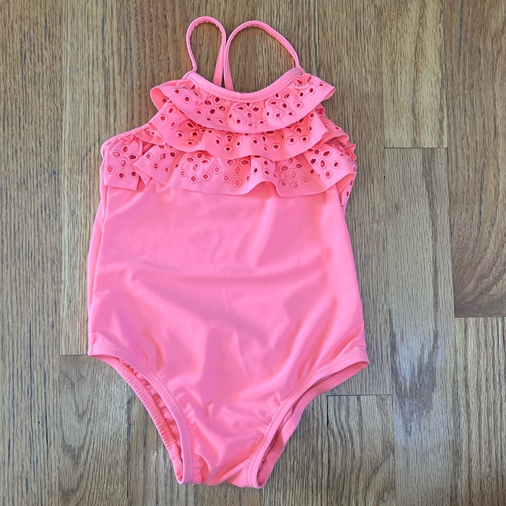 Gap Girls One Piece Coral Ruffle Swimsuit